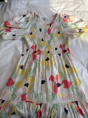 White Floral Smocked Dress